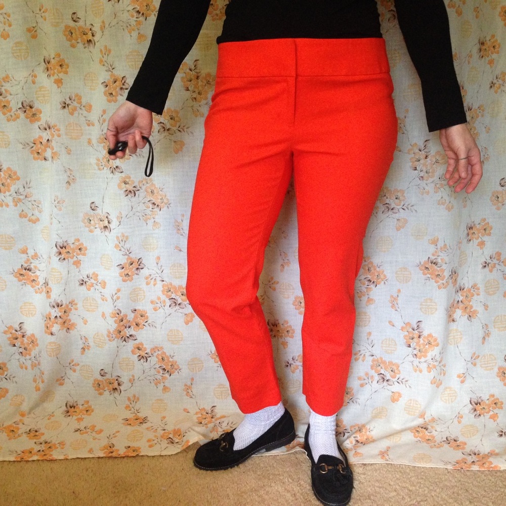 Bright red orange loft crop pants